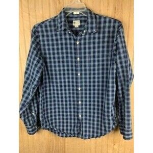 J Crew Size M Mens Shirt Button Down Tailored Fit Blue Striped Long Sleeve